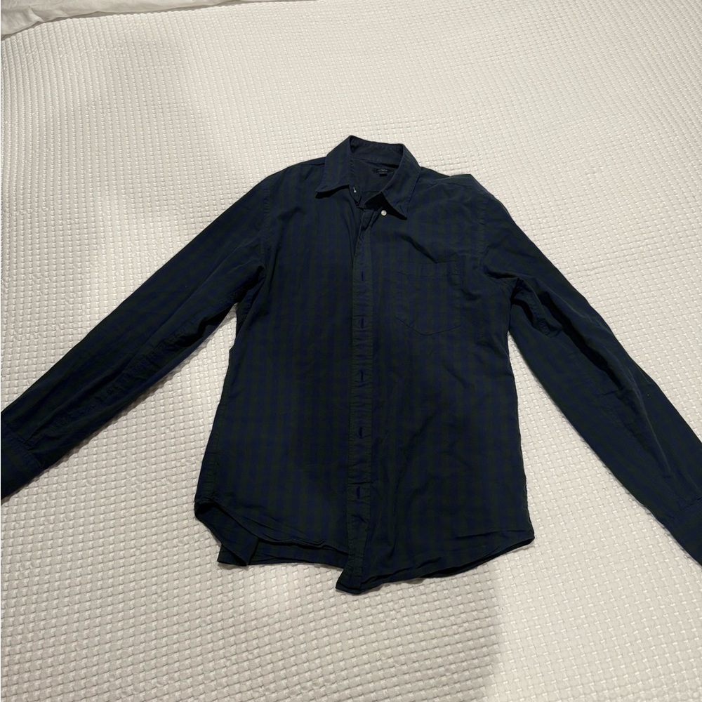 J Crew Blue and Green Button Down- Size M